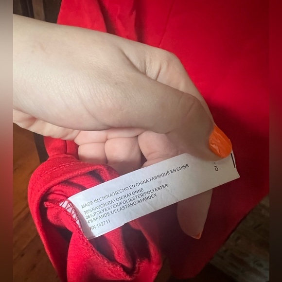 Eloquii pepper red gathered front 3/4 sleeve top red women’s size 14 - Picture 4 of 4